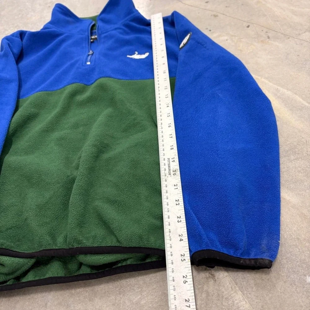 Ripndip Mens Blue Green Colorblock Cat Quarter Zip Fleece Pullover Medium Skate
